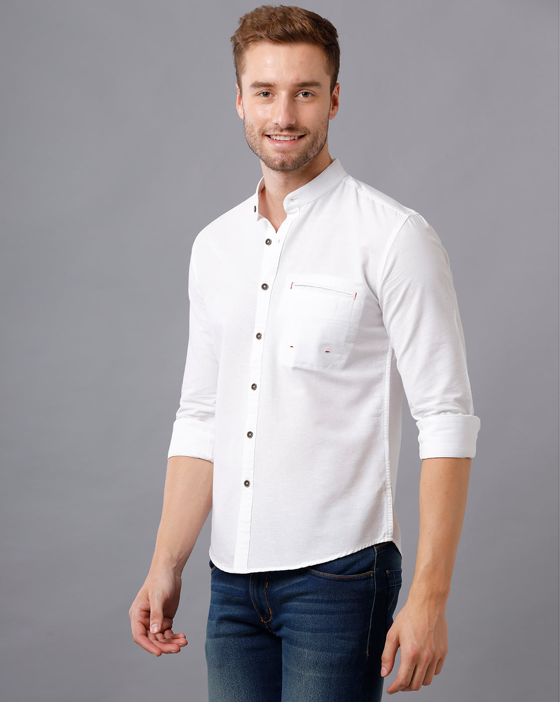 Buy White Chinese collar shirt | mandarin collar shirt men – Yovish Man